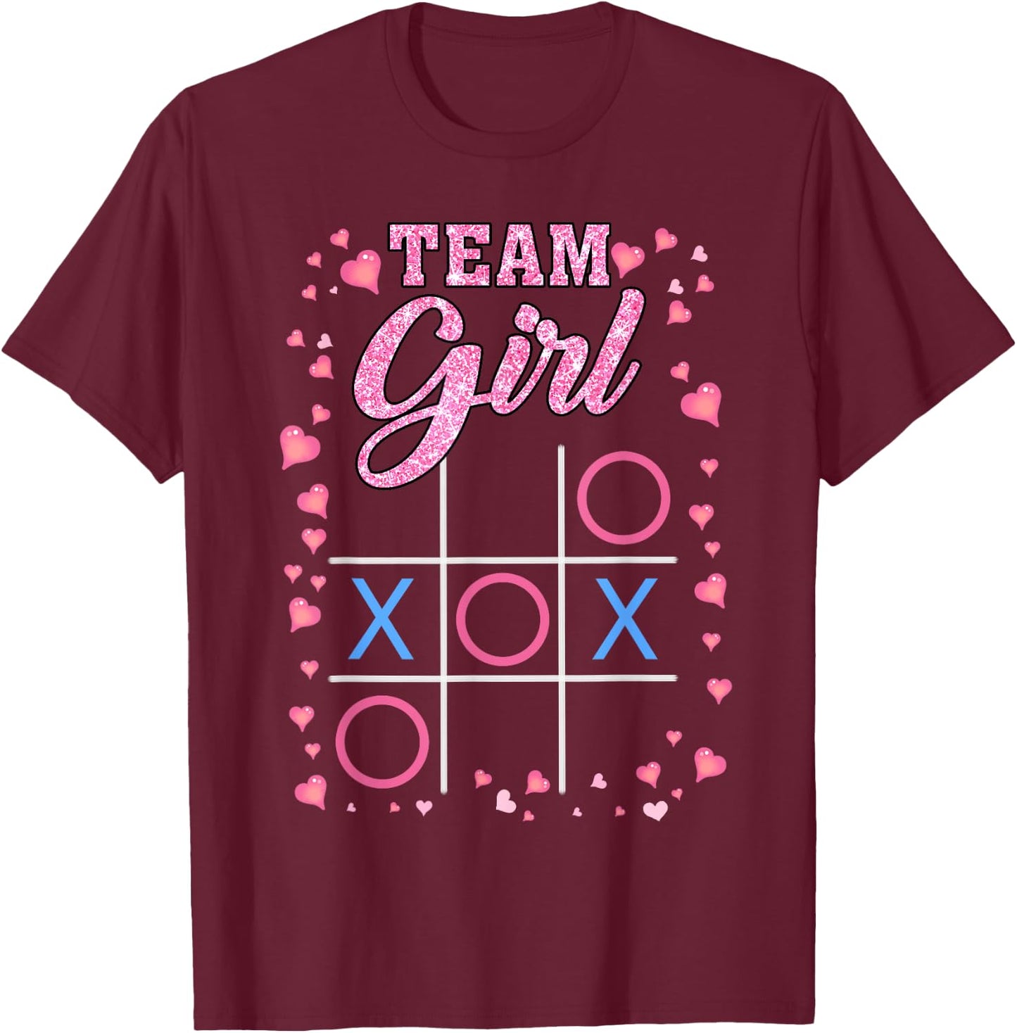 Fun Gender Reveal Baby Shower Party Team Girl Men Women Kids T-Shirt - T-Shirt | Maroon