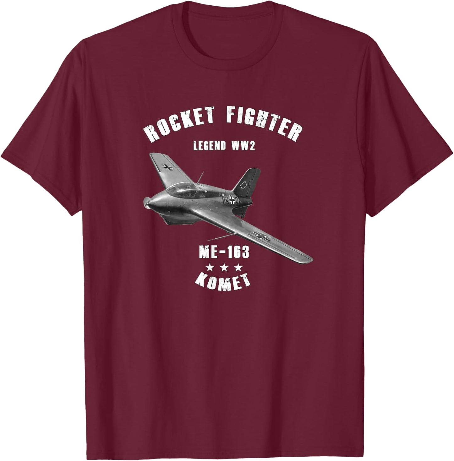 Messerschmitt Me 163 Komet WW2 Rocket Fighter T-Shirt - T-Shirt | Maroon