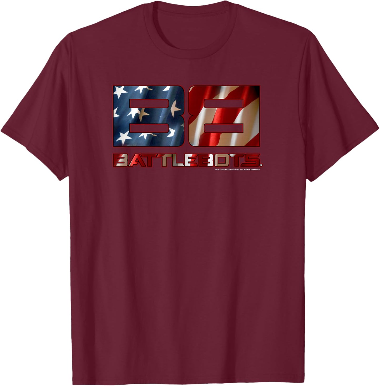 BattleBots Logo American Flag Fill Small T-Shirt - T-Shirt | Maroon
