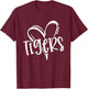 Tigers School Sports Fan Team Spirit Heart T-Shirt - T-Shirt | Maroon