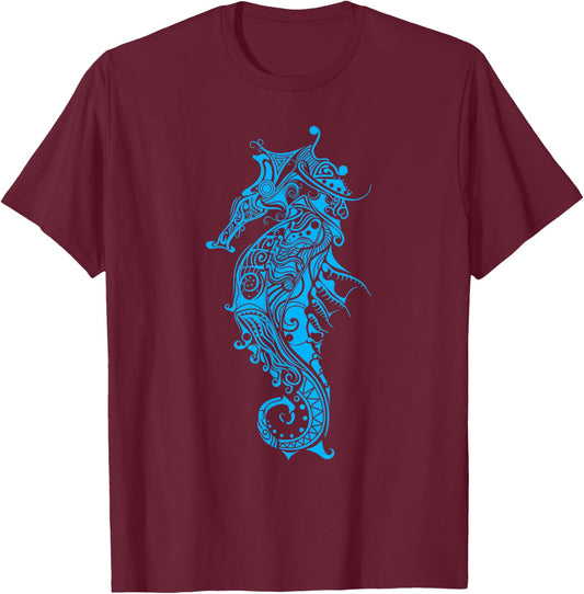 Tribal Seahorse Shirt - Seahorse Lovers Shirt - Seahorse T-Shirt - T-Shirt | Maroon