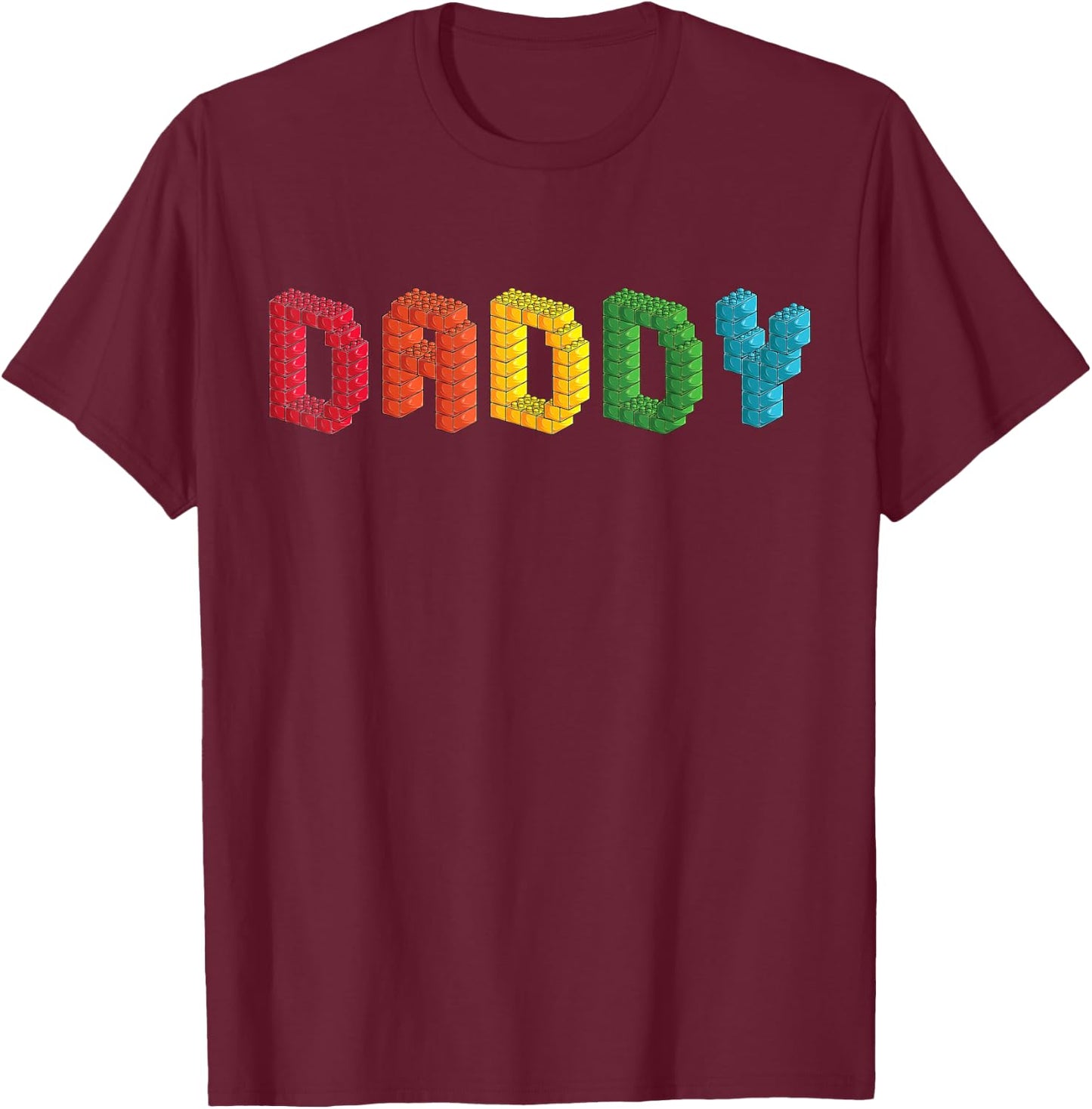 Daddy Master Builder Building Bricks Blocks Family Set T-Shirt - T-Shirt | Maroon