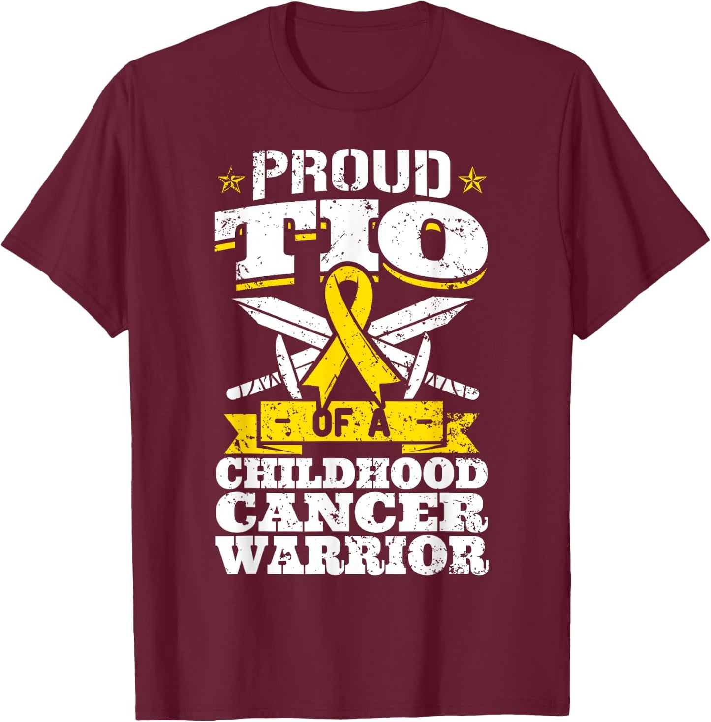 Prou Tio Of A Childhood Cancer Warrior Awareness Uncle T-Shirt - T-Shirt | Maroon
