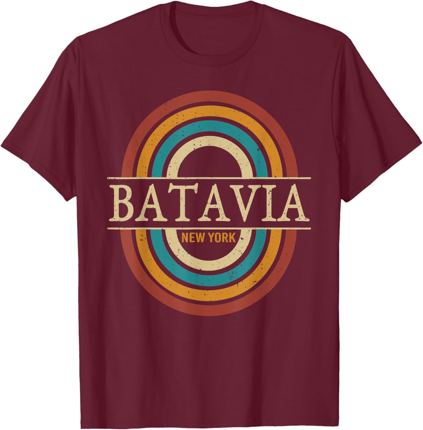 Vintage Retro Batavia NY New York Souvenir Men Women T-Shirt - T-Shirt | Maroon