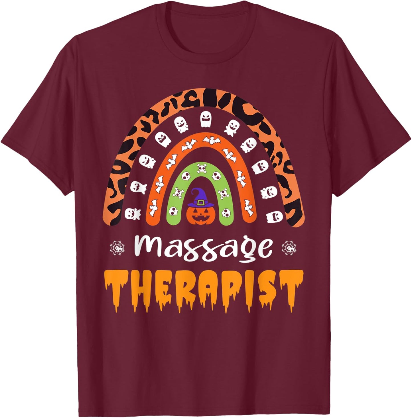 Massage Therapist Leopard Rainbow Halloween Costume T-Shirt - T-Shirt | Maroon