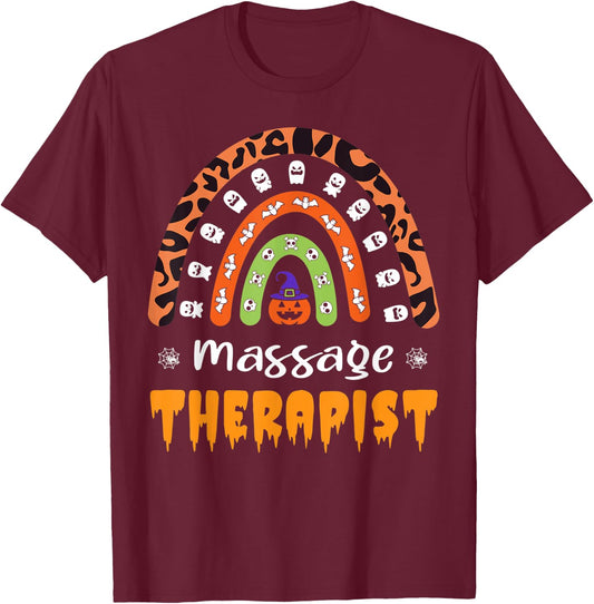 Massage Therapist Leopard Rainbow Halloween Costume T-Shirt - T-Shirt | Maroon