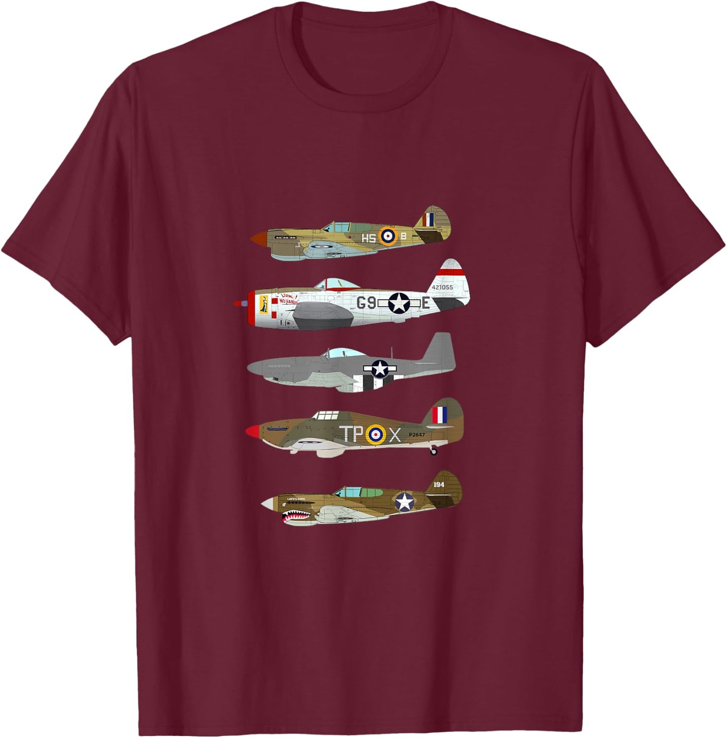 Warbirds of WW2 T-Shirt - T-Shirt | Maroon
