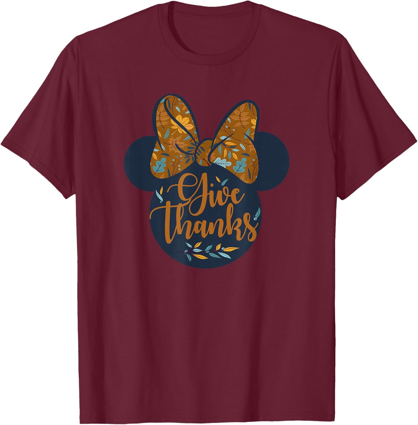 Disney Mickey and Friends Thanksgiving Fall Minnie Ears T-Shirt - T-Shirt | Maroon