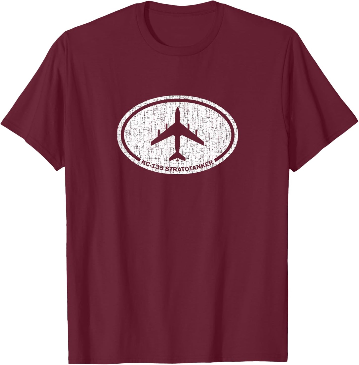 KC-135 Stratotanker Refueling Airplane - Distressed T-Shirt - T-Shirt | Maroon