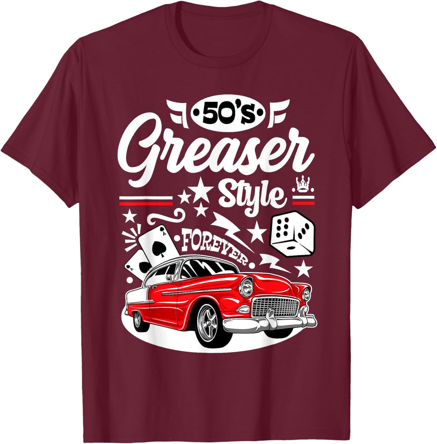 Rockabilly Sock Hop Party 50s Greaser Costumes Rock N Roll T-Shirt - T-Shirt | Maroon