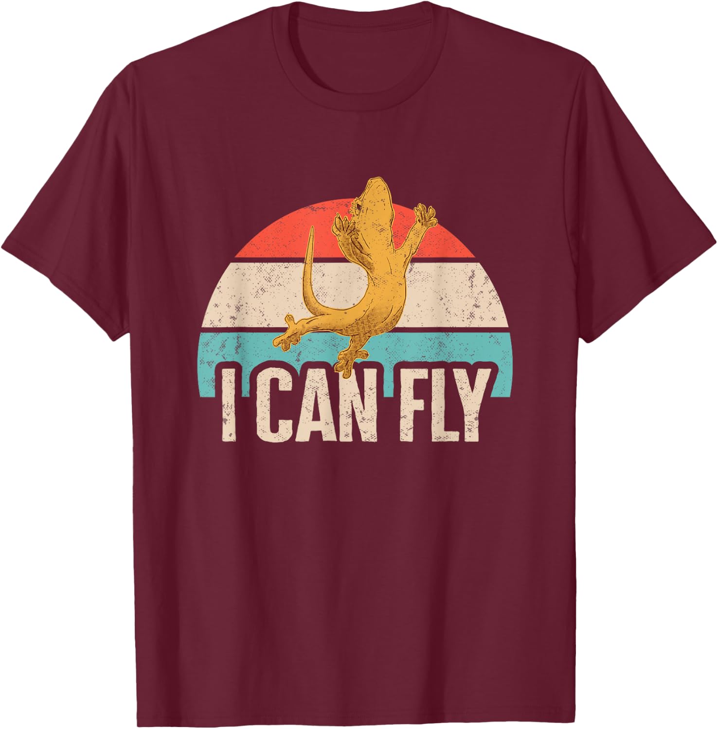 Reptile Lizard Gifts & Crested Gecko Shirts I Can Fly Retro Crested Gecko Black -Adults Small Classic Fit Short Sleeve Cotton 60% Polyester 40% T-Shirt - T-Shirt | Maroon