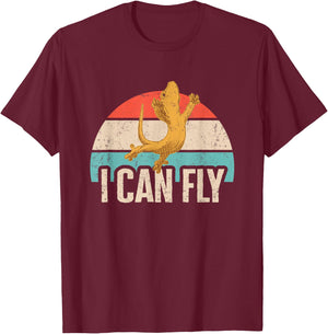 Reptile Lizard Gifts & Crested Gecko Shirts I Can Fly Retro Crested Gecko Black -Adults Small Classic Fit Short Sleeve Cotton 60% Polyester 40% T-Shirt - T-Shirt | Maroon