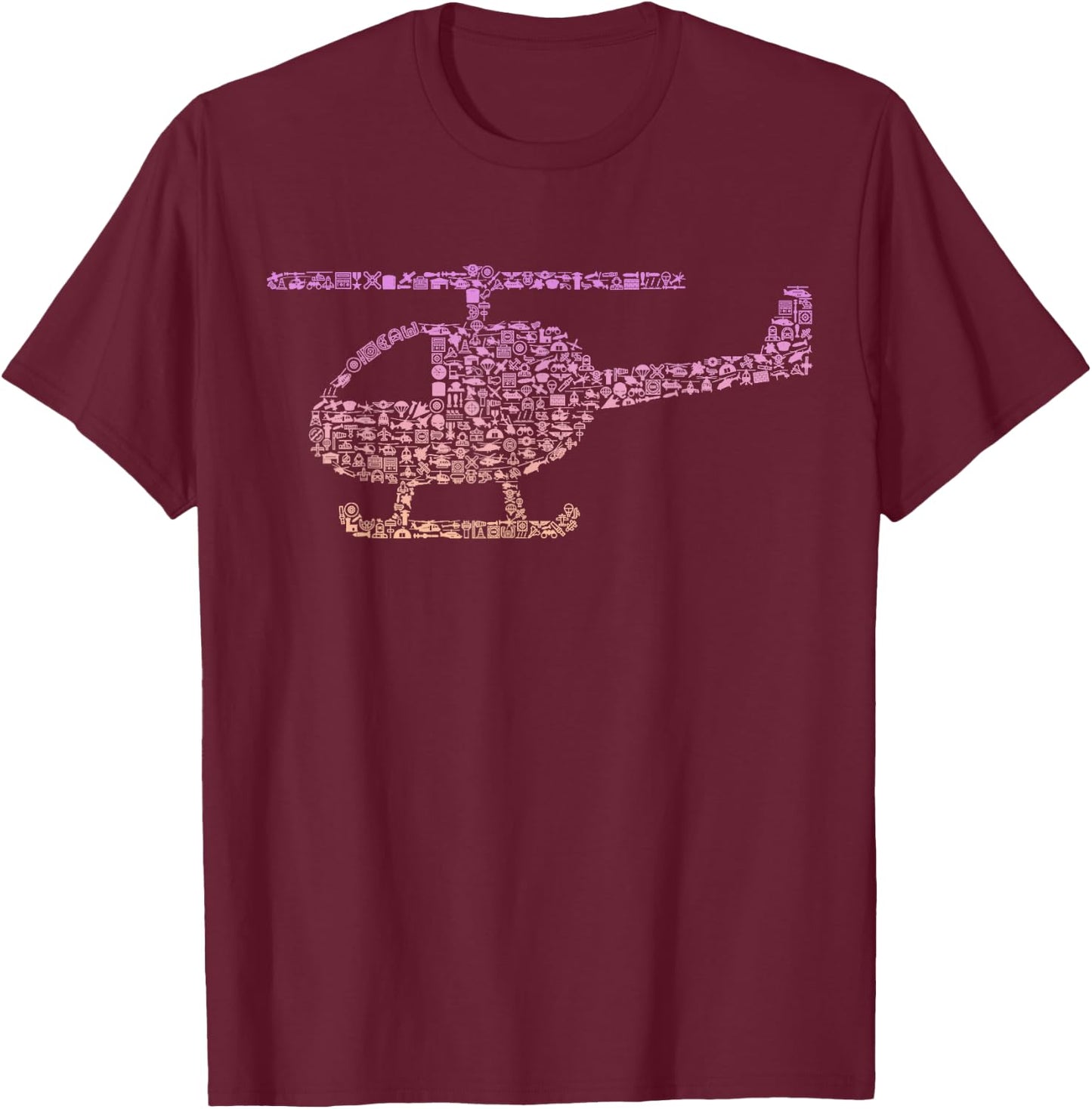 Chopper Silhouette Helicopter Pilot Gear | Girls Helicopter T-Shirt - T-Shirt | Maroon
