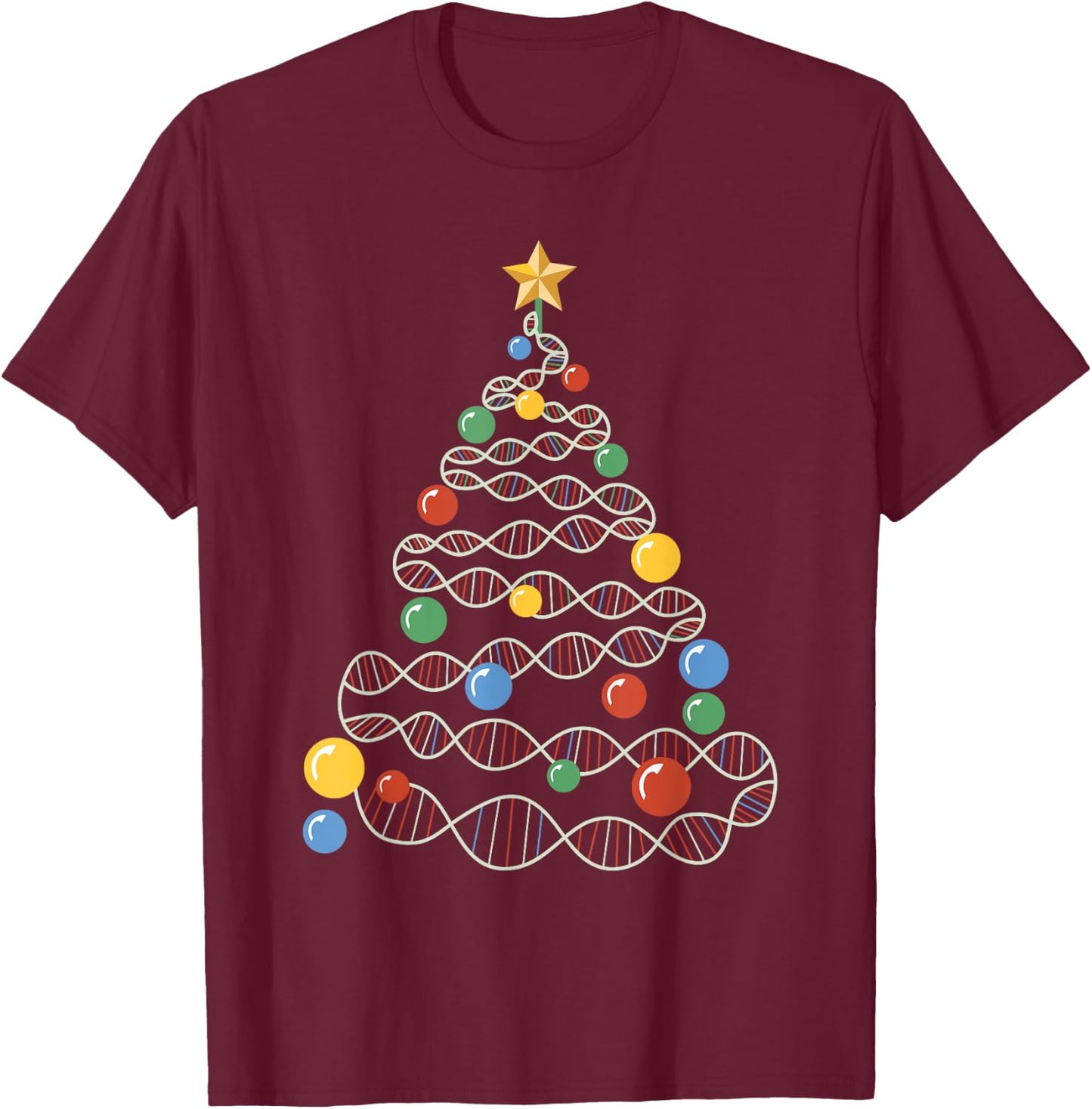 DNA Christmas Tree Funny Science Puns Christmas Teacher T-Shirt - T-Shirt | Maroon