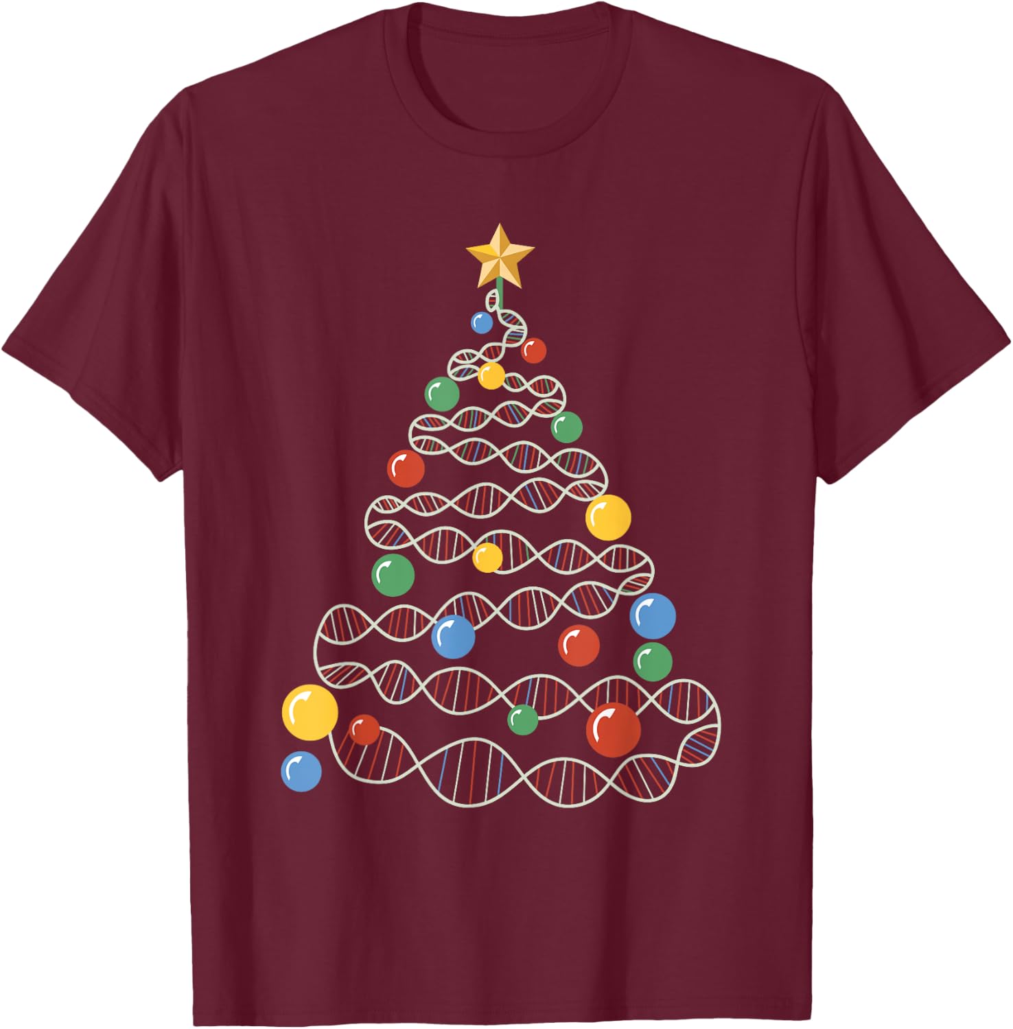 DNA Christmas Tree Funny Science Puns Christmas Teacher T-Shirt - T-Shirt | Maroon