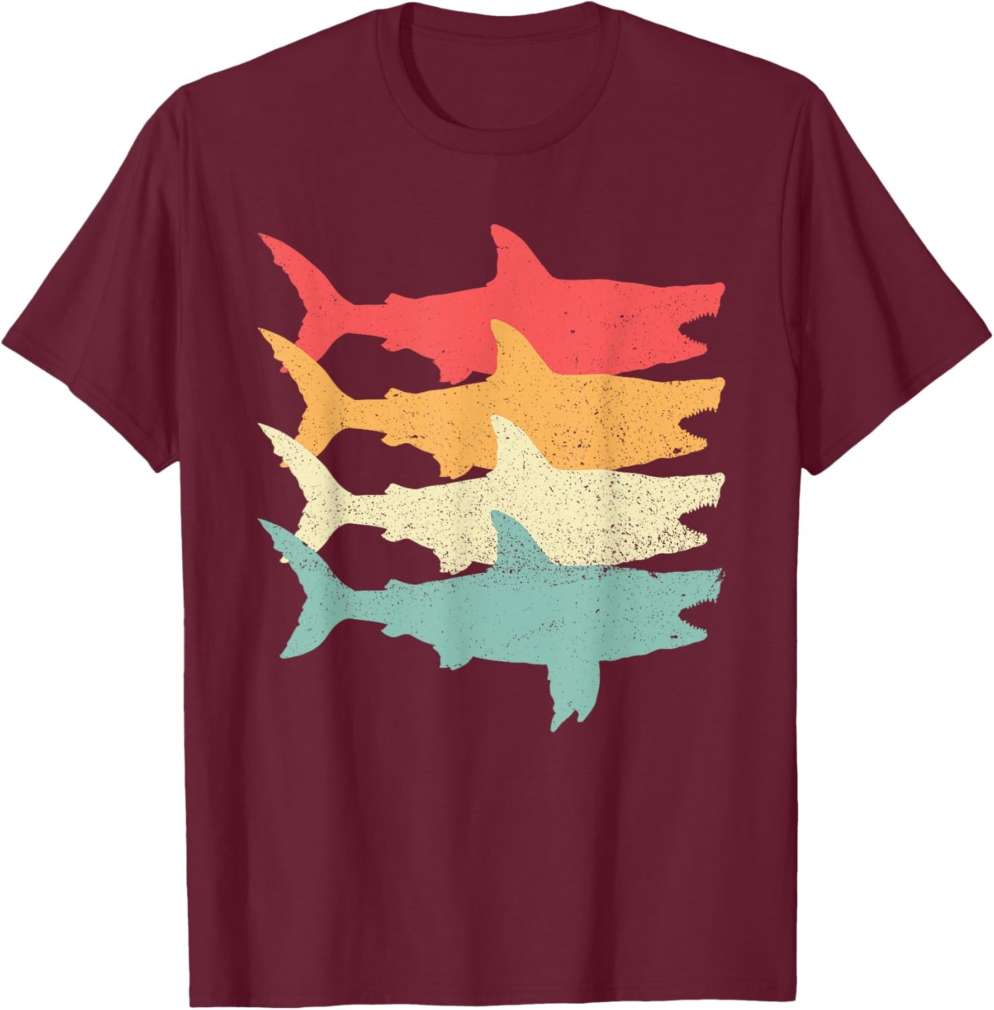Retro Megalodon Tooth Shark T-Shirt - T-Shirt | Maroon