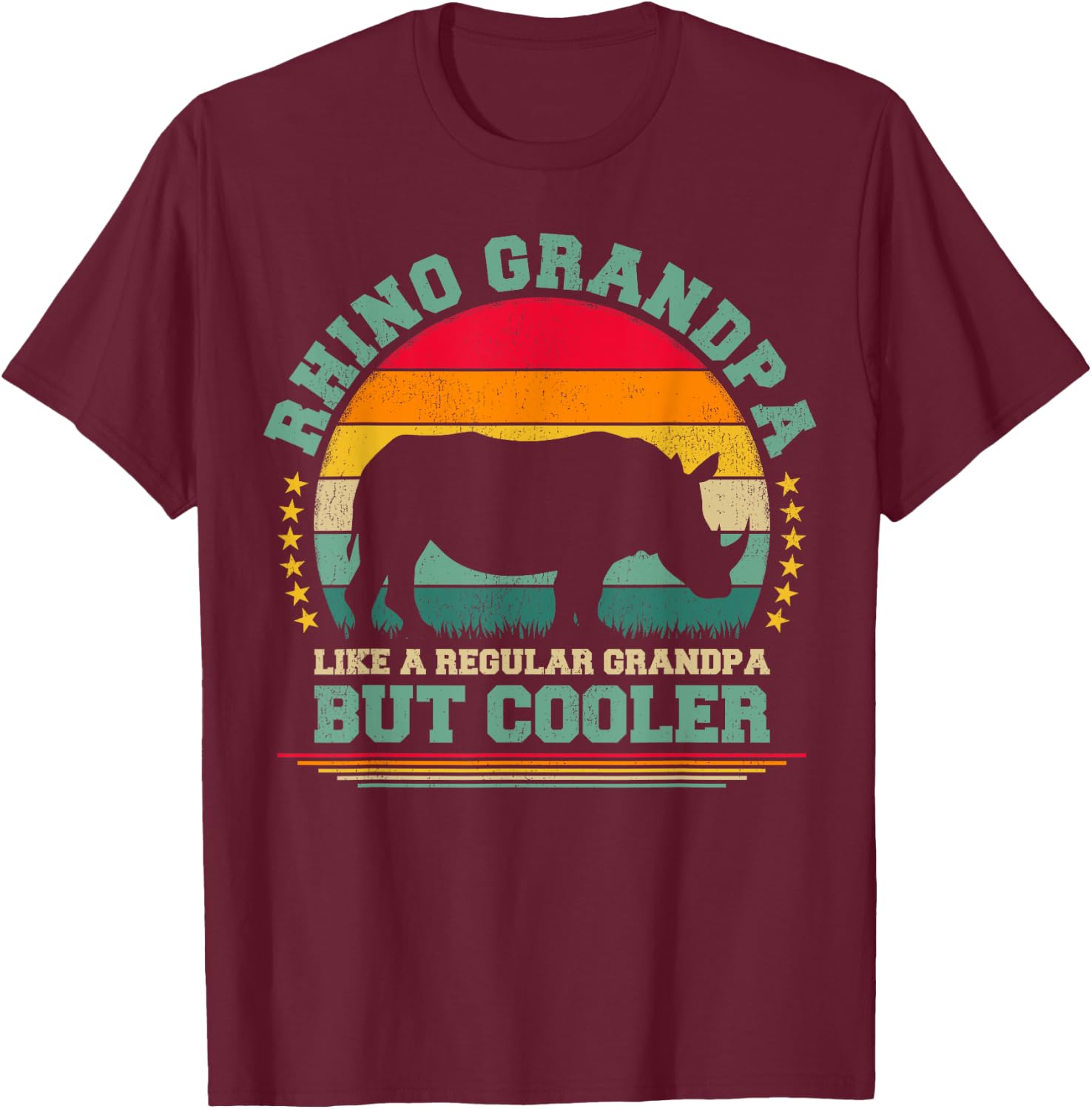 Rhino Lover Funny Vintage Rhino Grandpa Father's Day T-Shirt - T-Shirt | Maroon