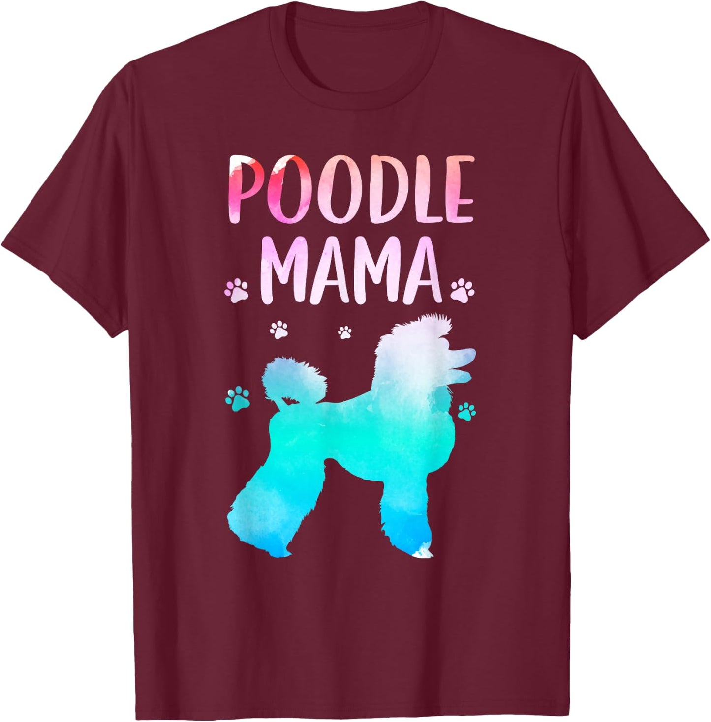 Cool Poodle Art Mom Pet Dog Standard Poodle Lovers T-Shirt - T-Shirt | Maroon