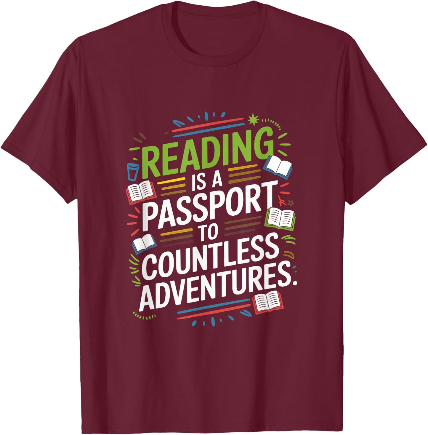 Reading is a passport to countless adventures, Librarian T-Shirt - T-Shirt | Maroon