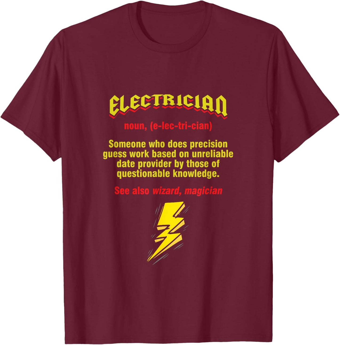 Funny Electrician Noun Definition Lineman T-Shirt - T-Shirt | Maroon