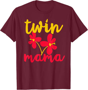 Twins Mom Shirt Cute Mom of Twins Mother's Day Twin Mama T-Shirt - T-Shirt | Maroon