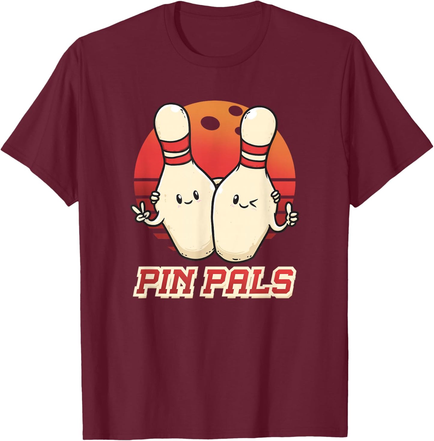 Wowsome! -Youth Bowling - Black, Small - Pin Pals Bowling Players Buddies Bowler Besties Bowling Team T-Shirt - T-Shirt | Maroon