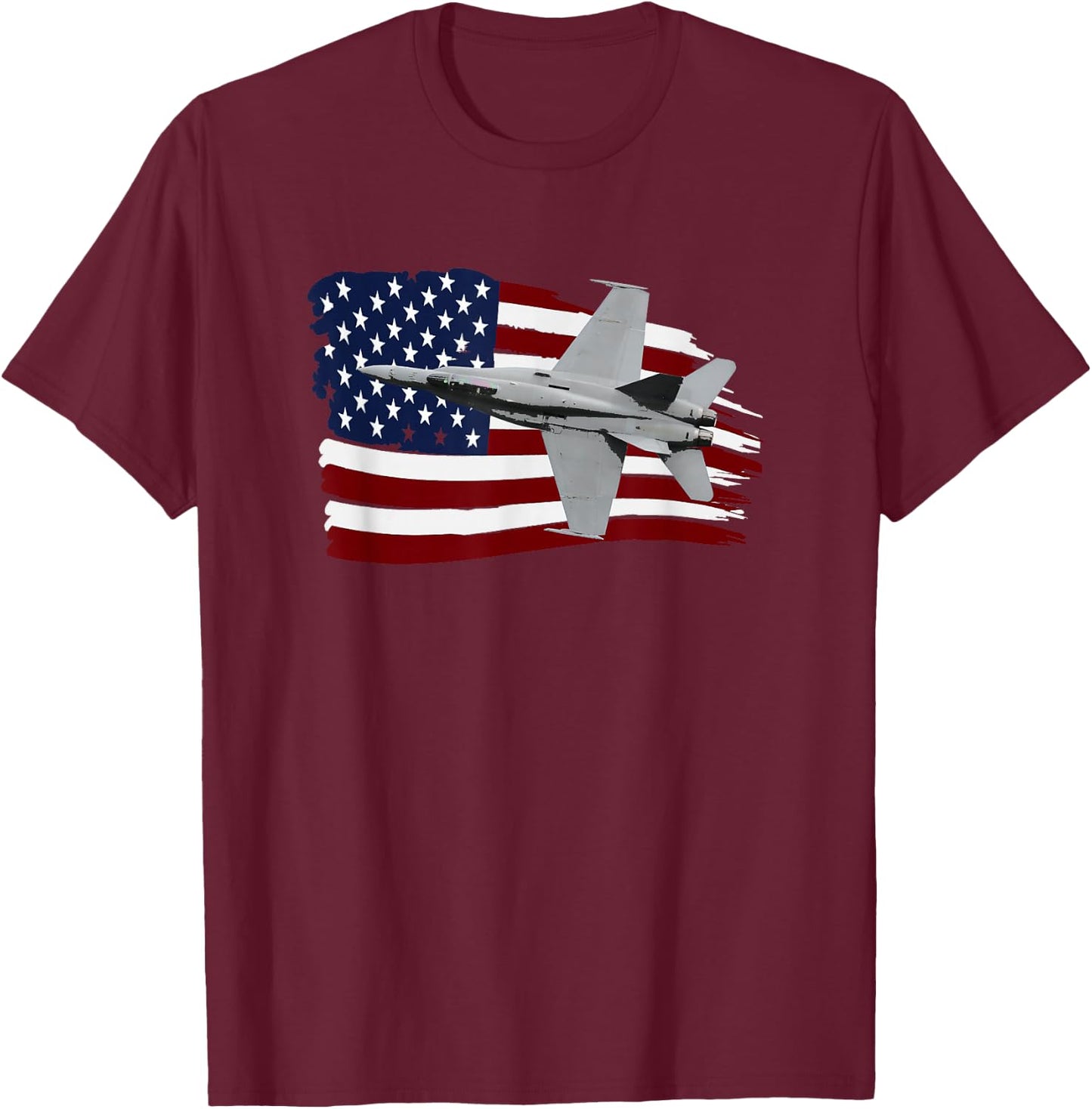 F-18 Super Hornet Pilot Us Flag Stars and Strips T-Shirt - T-Shirt | Maroon