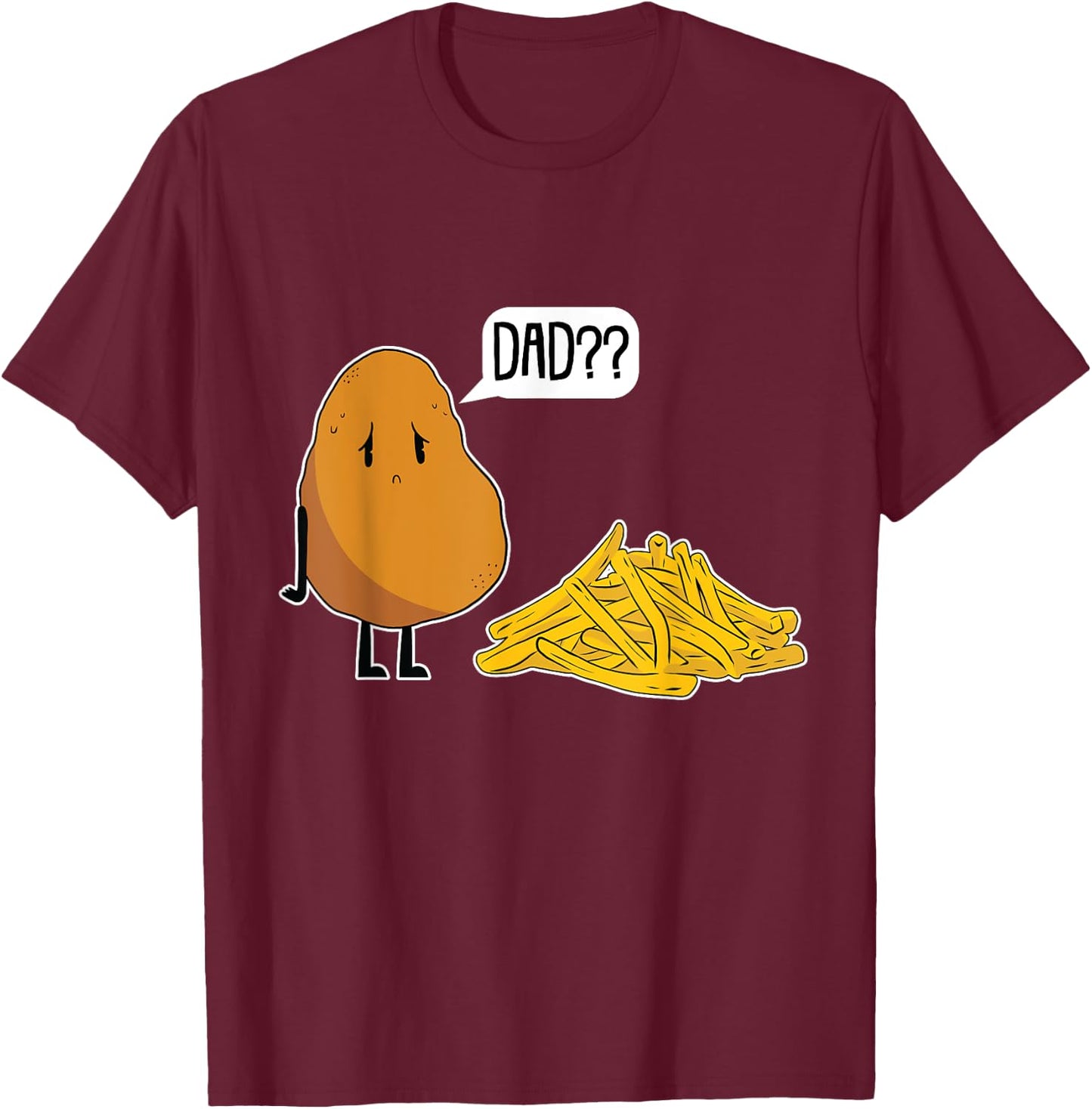 Dad Potato Lazy Halloween Costume Funny French Fries T-Shirt - T-Shirt | Maroon