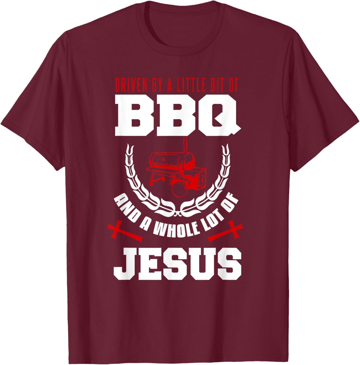 BBQ Jesus Shirt Barbecue Religious Christian BBQing T-Shirt - T-Shirt | Maroon