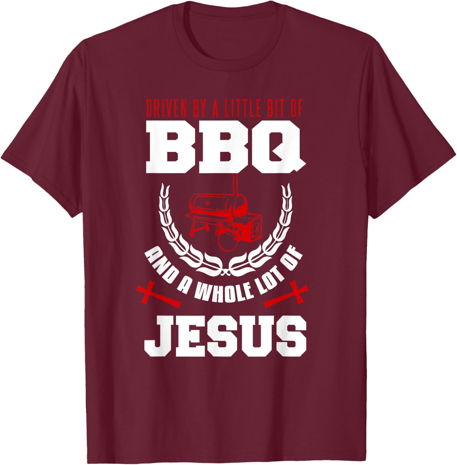 BBQ Jesus Shirt Barbecue Religious Christian BBQing T-Shirt - T-Shirt | Maroon