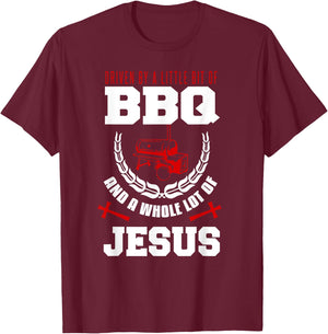 BBQ Jesus Shirt Barbecue Religious Christian BBQing T-Shirt - T-Shirt | Maroon