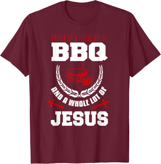 BBQ Jesus Shirt Barbecue Religious Christian BBQing T-Shirt - T-Shirt | Maroon