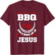 BBQ Jesus Shirt Barbecue Religious Christian BBQing T-Shirt - T-Shirt | Maroon