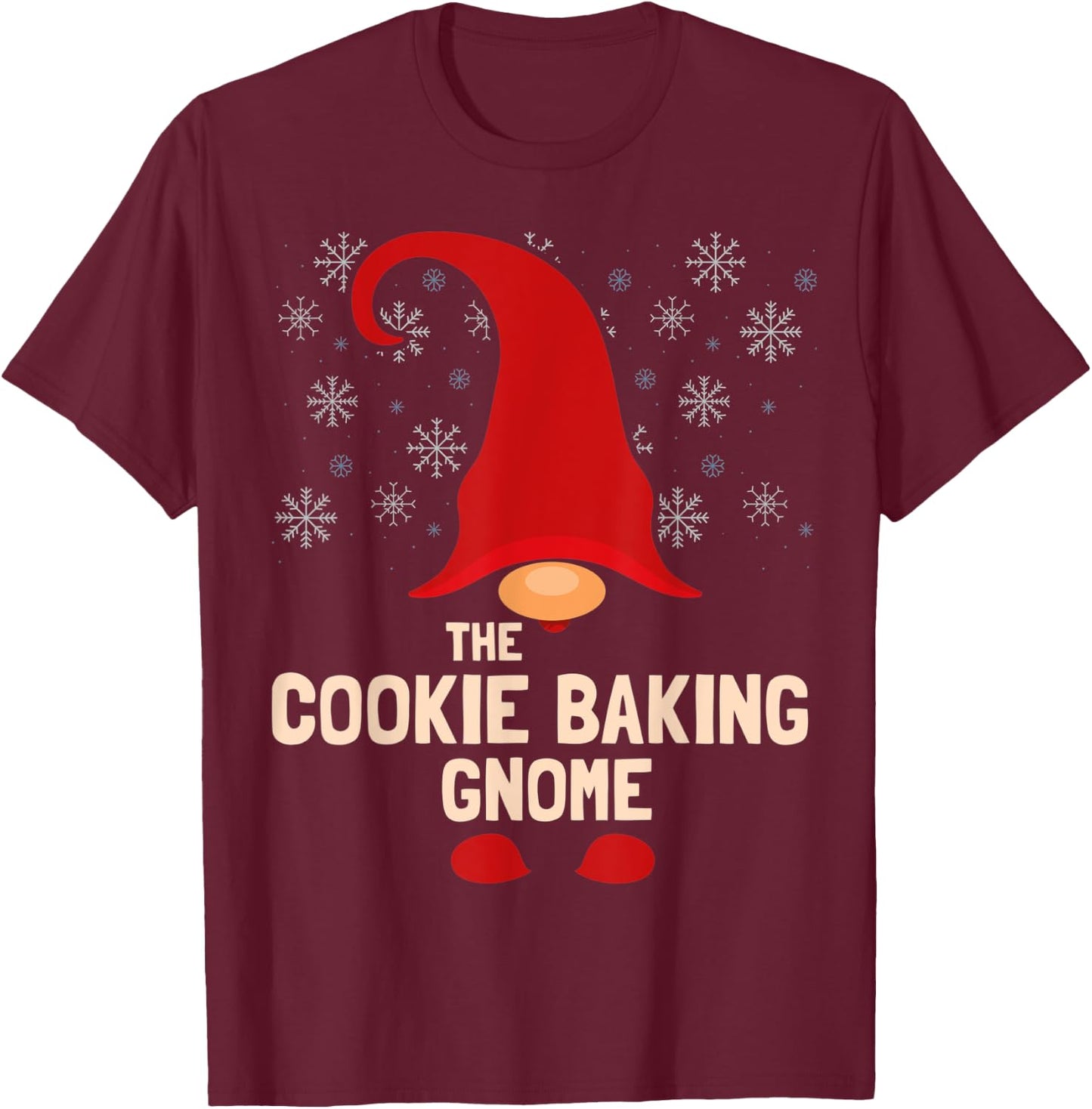 The Cookie Baking Gnome Christmas Family Matching Pajama T-Shirt - T-Shirt | Maroon