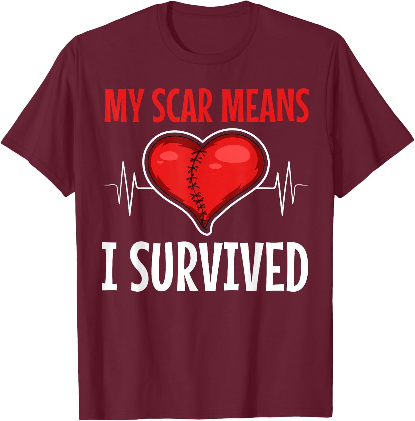 Open Heart Surgery Coronary Bypass Artery Stent Patients T-Shirt - T-Shirt | Maroon