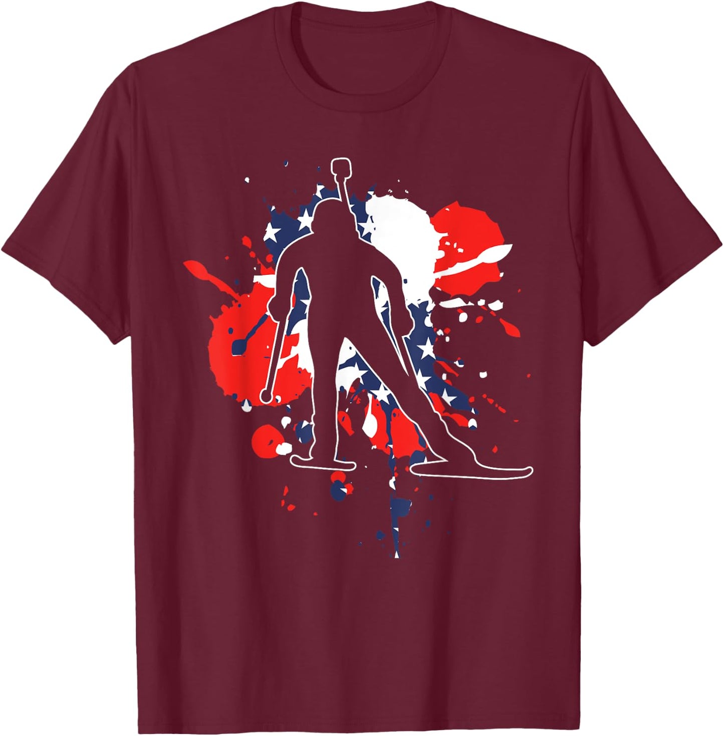 USA Flag Biathlonist - American Biathlon T-Shirt - T-Shirt | Maroon