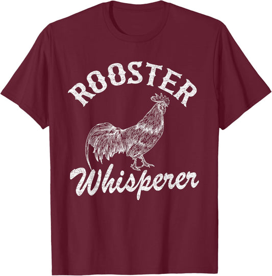 Funny Chicken Lovers Farmer Vintage Rooster Whisperer T-Shirt - T-Shirt | Maroon