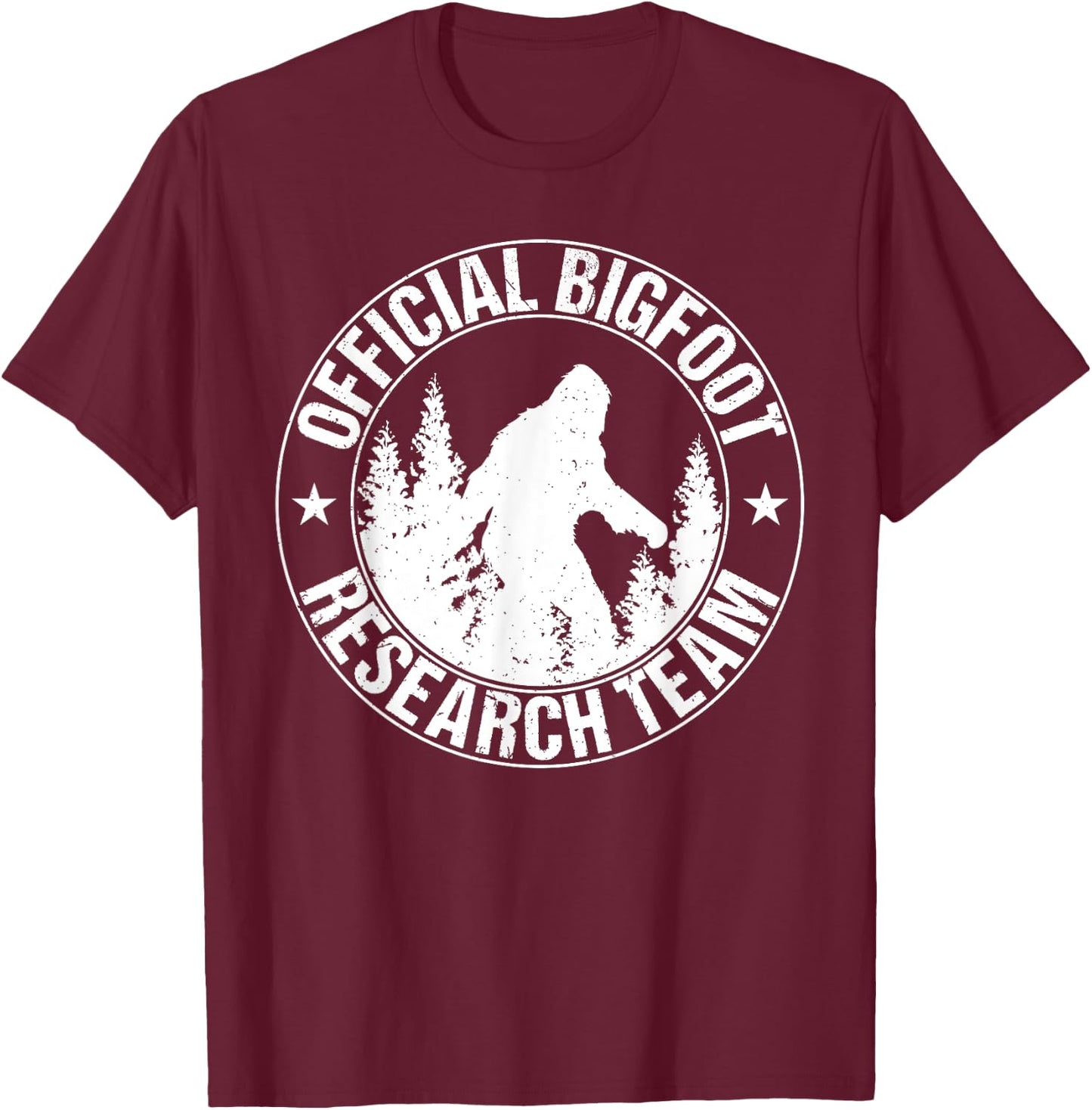 Bigfoot Research Team Cool Saying Sasquatch Funny Graphic T-Shirt - T-Shirt | Maroon