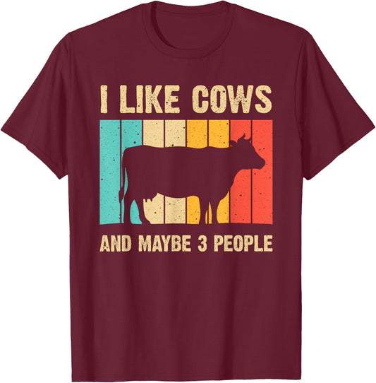 Funny Vintage Cow Design Cow Farmer Men Women Cattle Lover T-Shirt - T-Shirt | Maroon