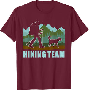 Hiker Team Dog Hike Outdoor Mountain Hiking With Dogs Men Women T-Shirt - T-Shirt | Maroon