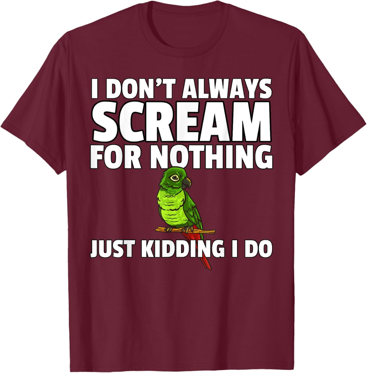 Green Cheek Conure T-Shirt - T-Shirt | Maroon