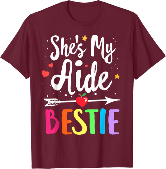 Matching School Teacher Aide Best Friend She's My Bestie T-Shirt - T-Shirt | Maroon