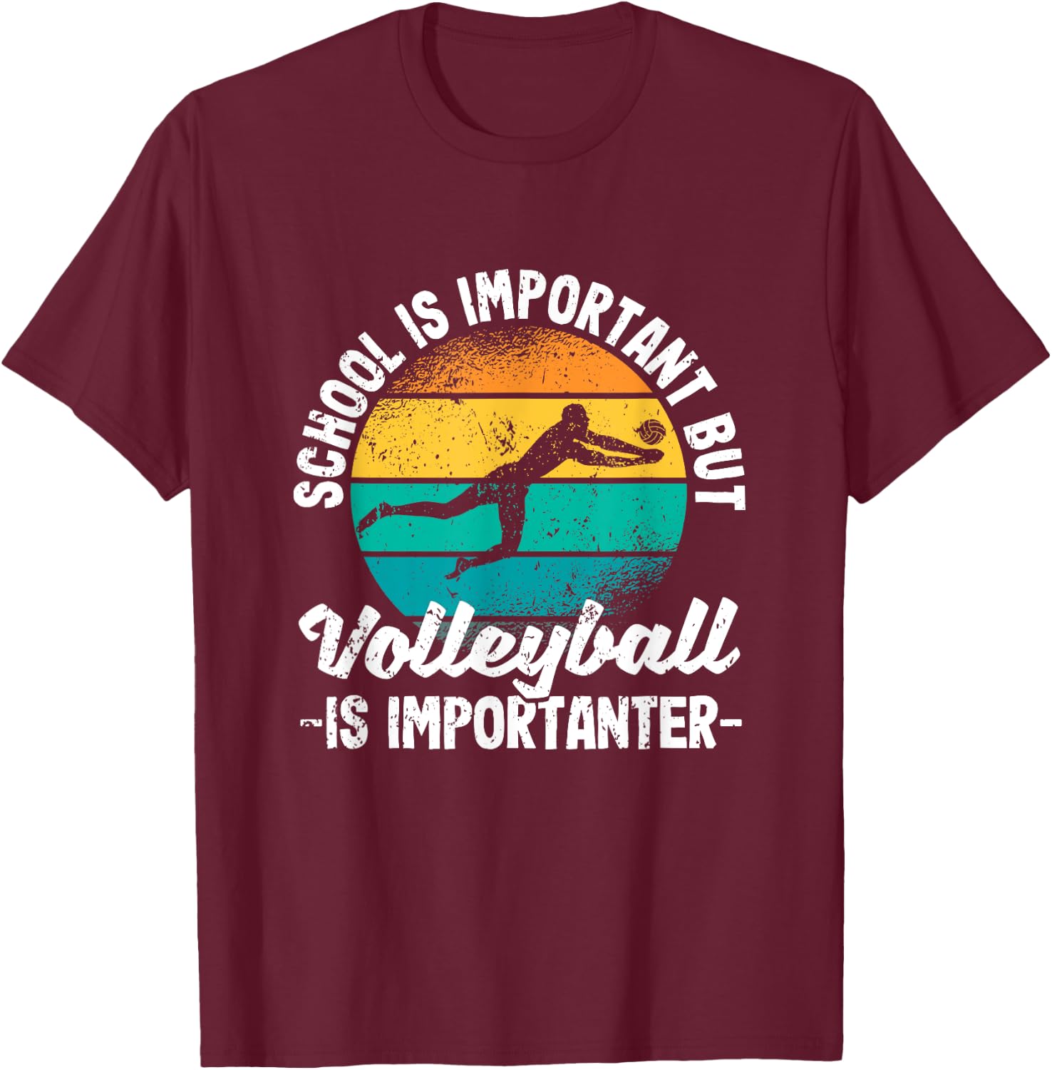 School Is Important But Volleyball Is Importanter Youth Kids T-Shirt - T-Shirt | Maroon