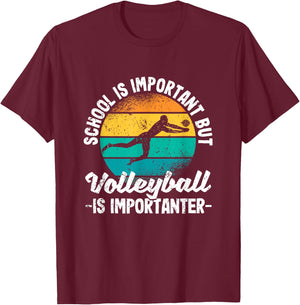 School Is Important But Volleyball Is Importanter Youth Kids T-Shirt - T-Shirt | Maroon