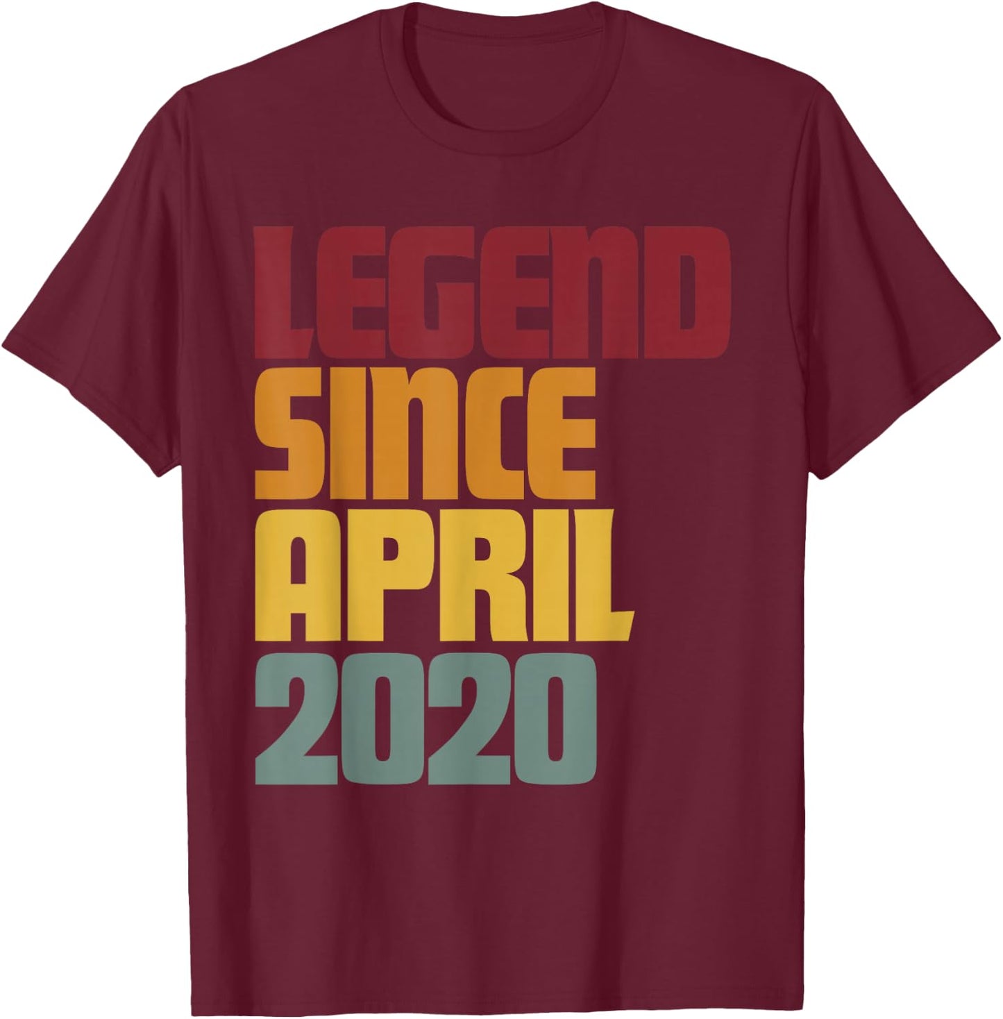 Legend Since April 2020 7th Birthday - Vintage Funny T-Shirt - T-Shirt | Maroon