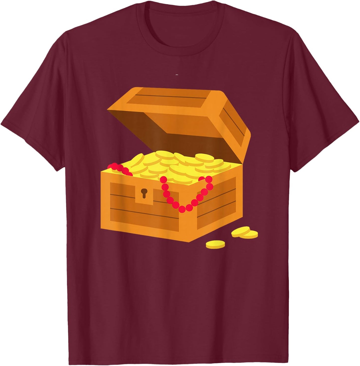 Treasure Chest Kids Boys Girls Men Women Gold Coins T-Shirt - T-Shirt | Maroon