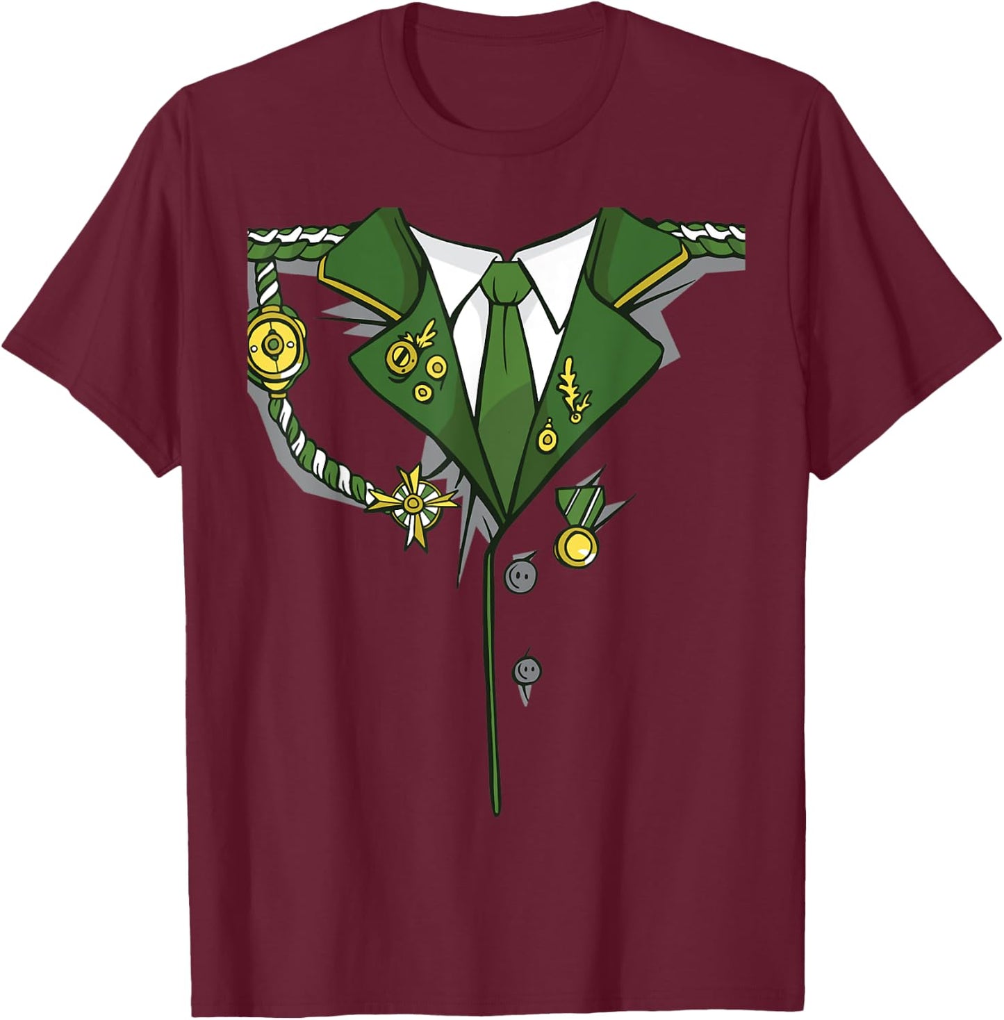 Military Officer Uniform Classic Halloween Party Costume T-Shirt - T-Shirt | Maroon