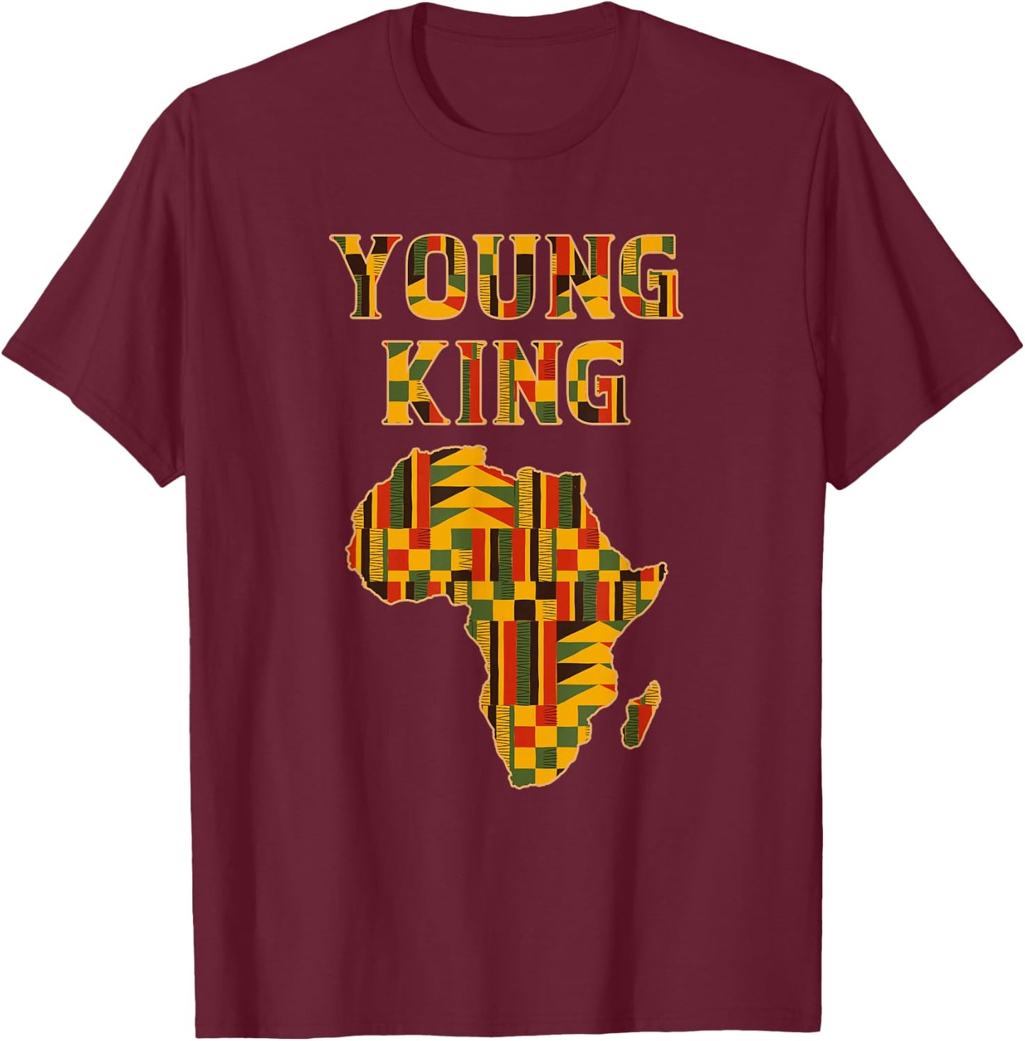 Cool African Kente Art Men Boys Kids African American Print T-Shirt - T-Shirt | Maroon