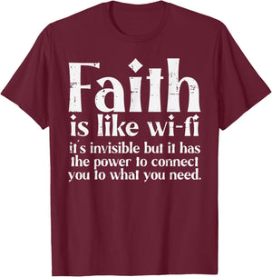 Faith Is Like Wifi God Jesus Religious Christian Men Women T-Shirt - T-Shirt | Maroon