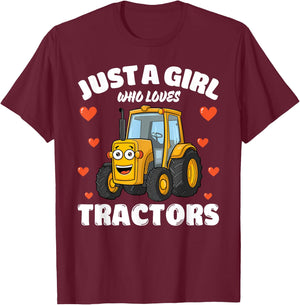 Just A Girl Who Loves Tractors, Tractor Lover T-Shirt - T-Shirt | Maroon